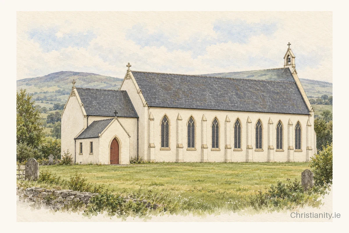 Watercolour and ink illustration of St Patrick’s, Cranagh