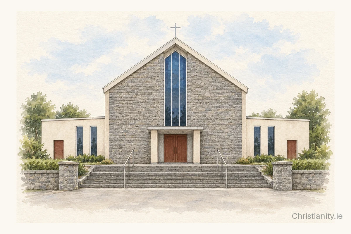 Watercolour and ink illustration of St. Patrick's Doon