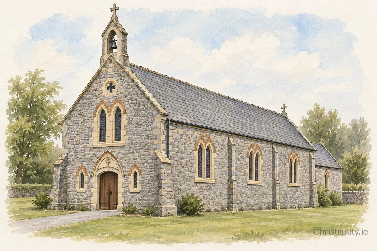 Watercolour and ink illustration of St. Patrick's, Drumalee