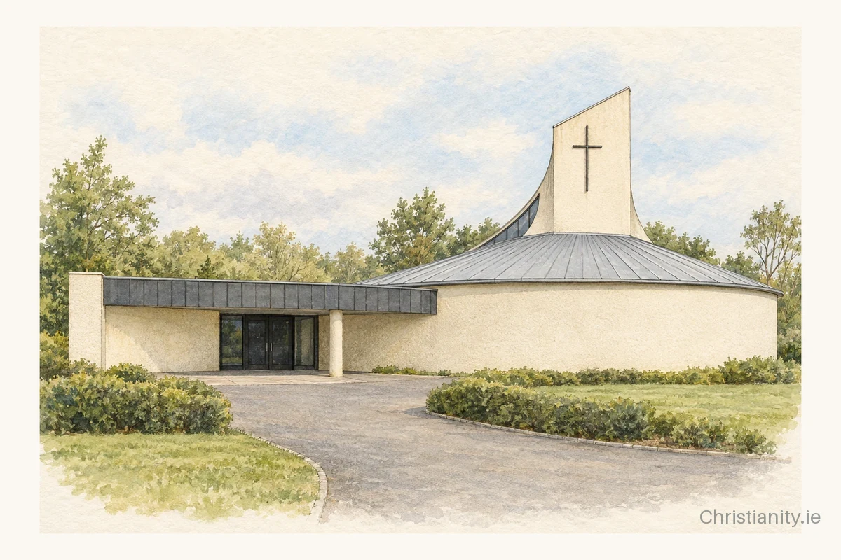 Watercolour and ink illustration of St Patrick’s, Eskra