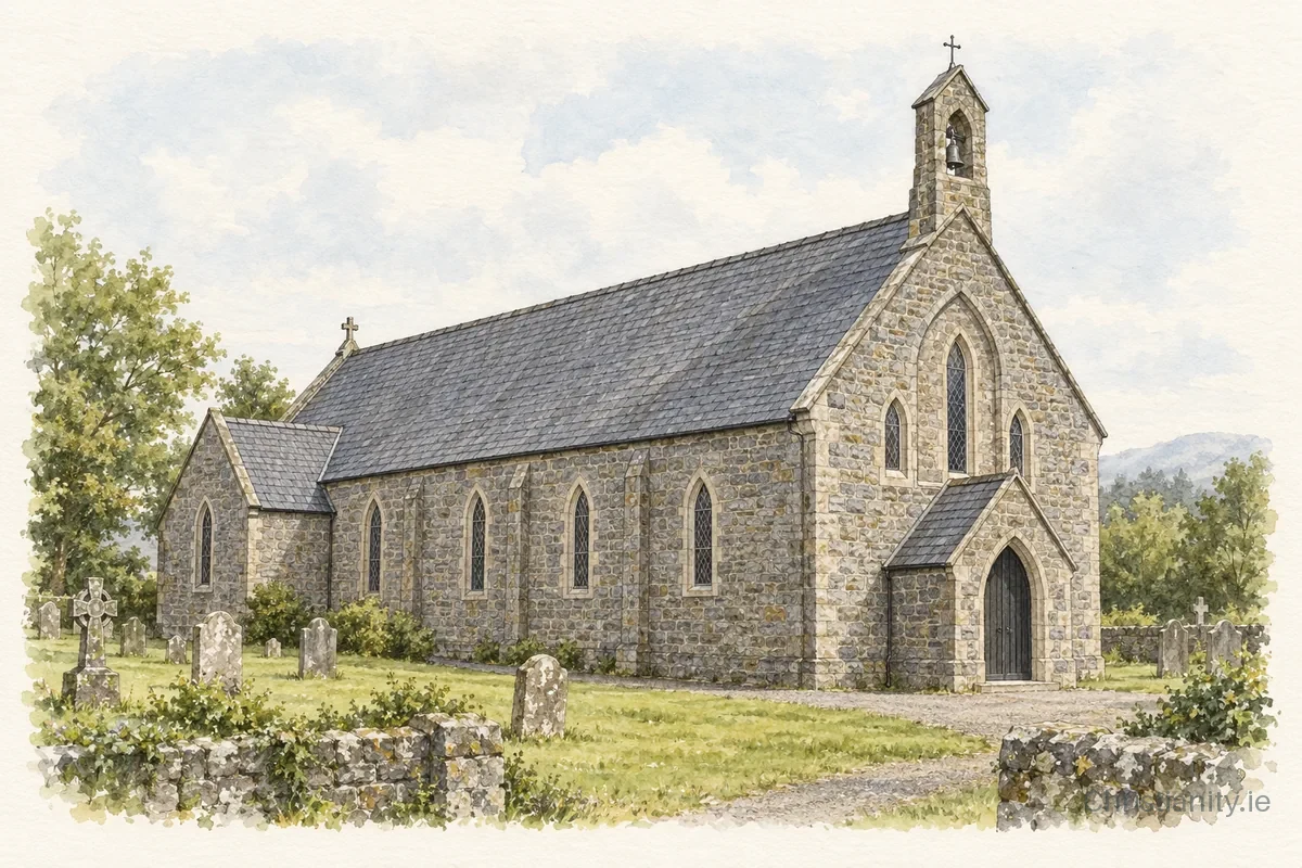 Watercolour and ink illustration of St Patrick's, Gargory