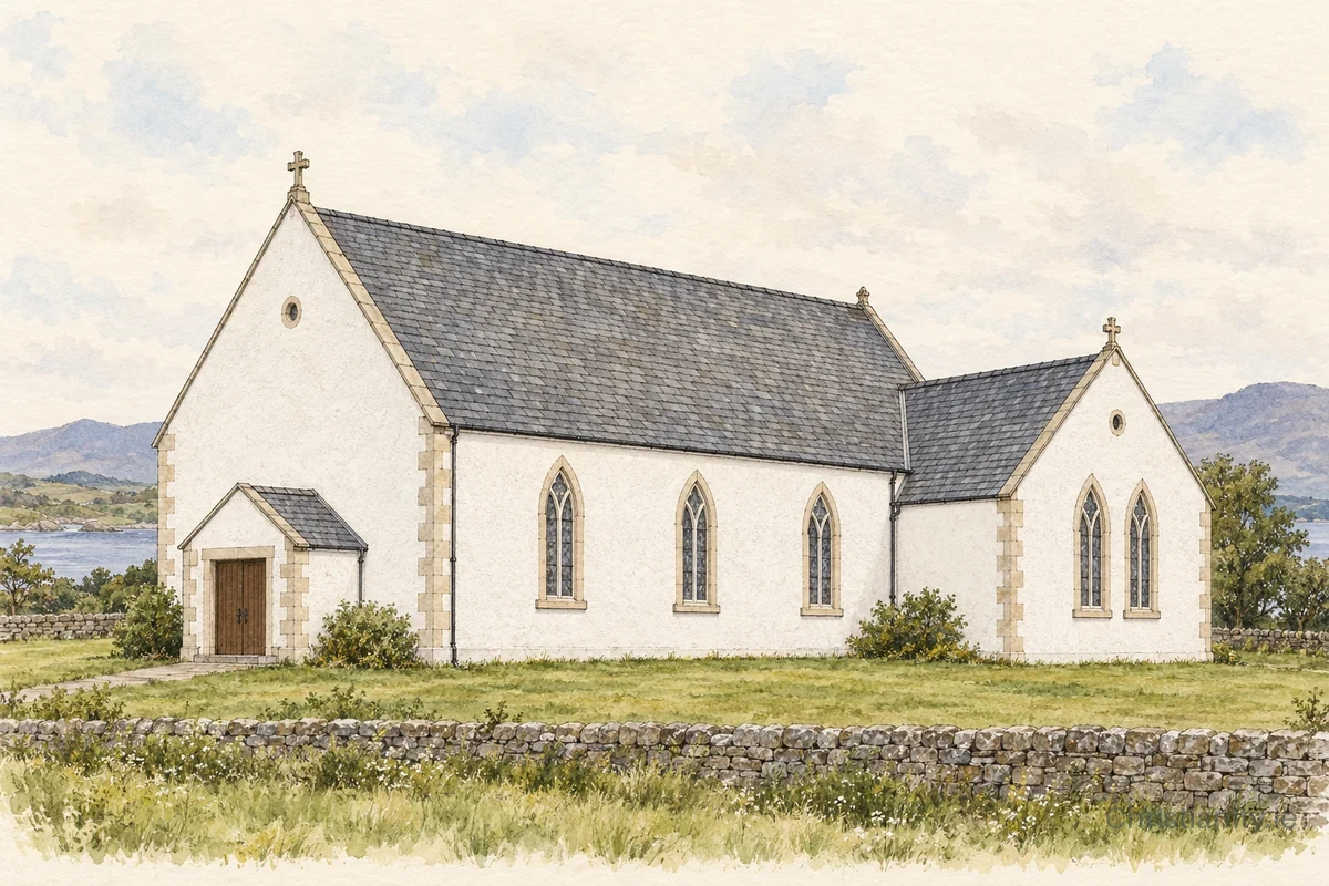 Watercolour and ink illustration of St Patrick’s