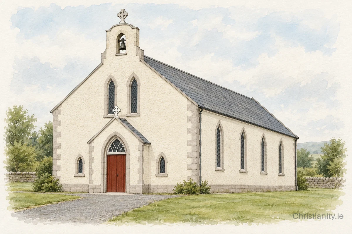 Watercolour and ink illustration of St. Patrick's, Killinagh