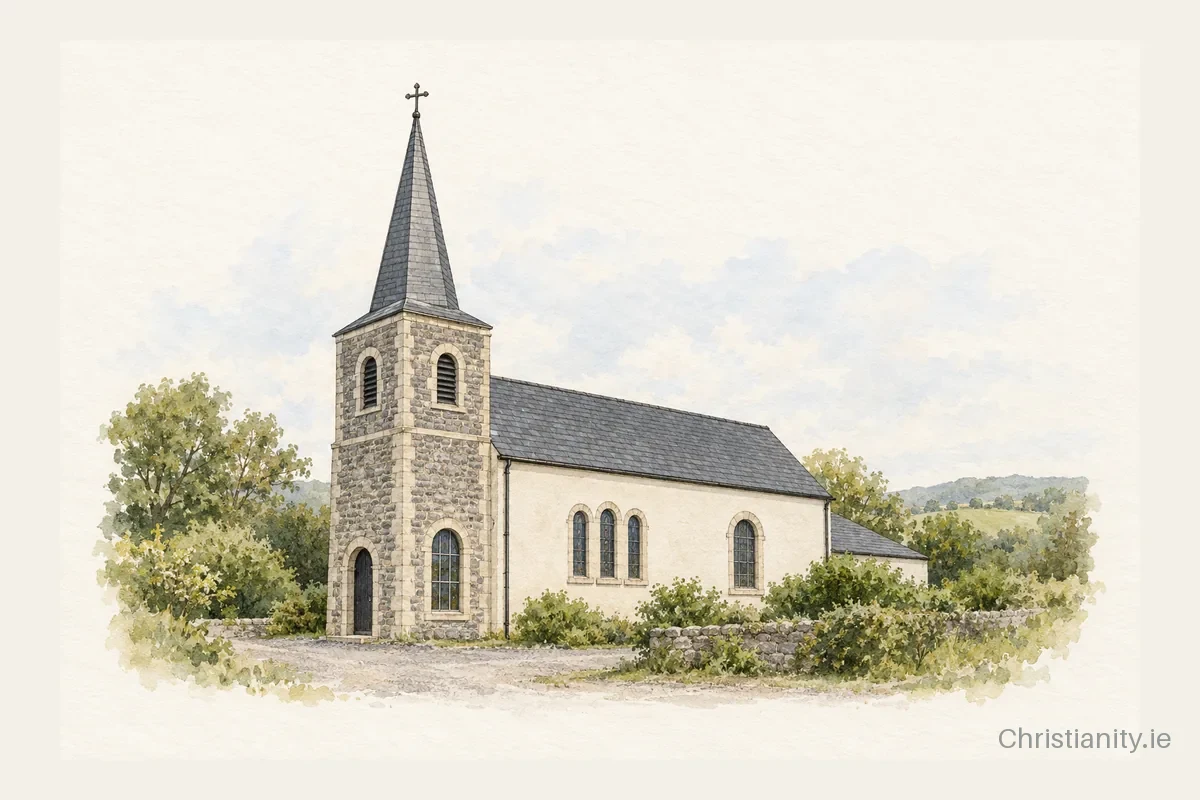 Watercolour and ink illustration of St. Patrick’s, Knockavilla
