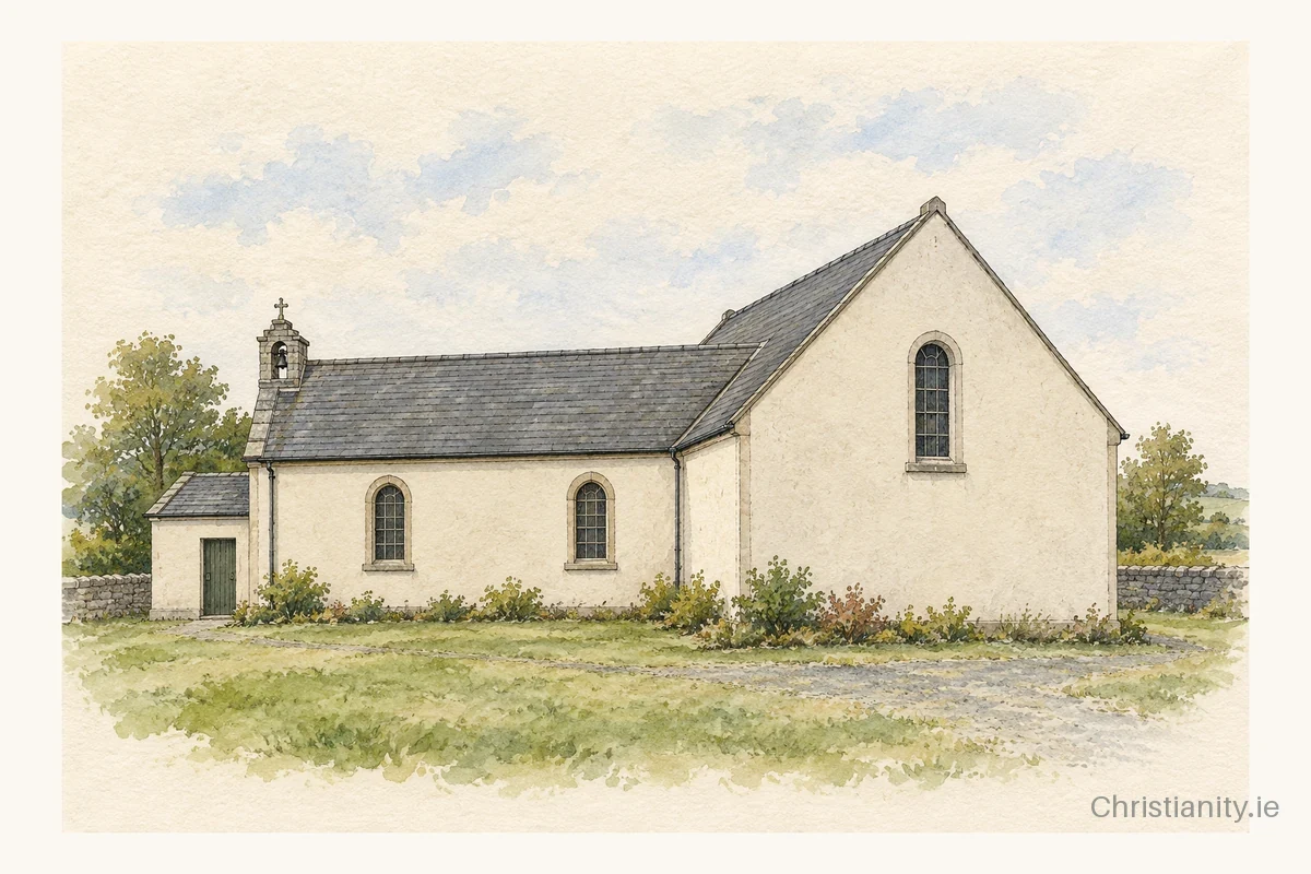 Watercolour and ink illustration of St Patrick's, Knockea