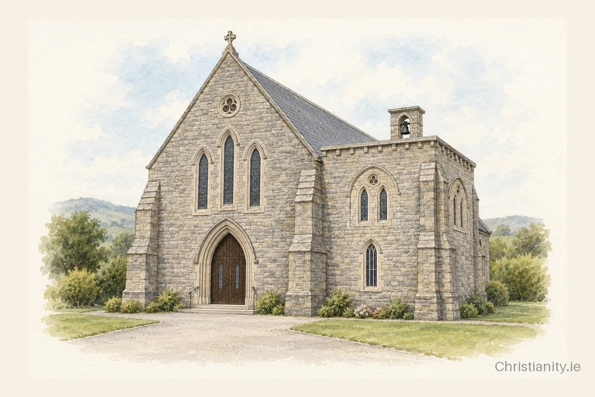 Watercolour and ink illustration of St. Patrick’s, Louisburgh