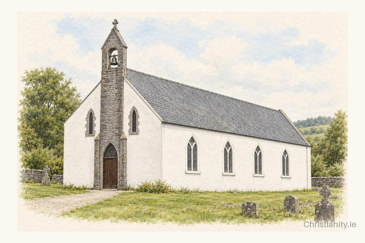 Watercolour and ink illustration of St. Patrick's Tyholland