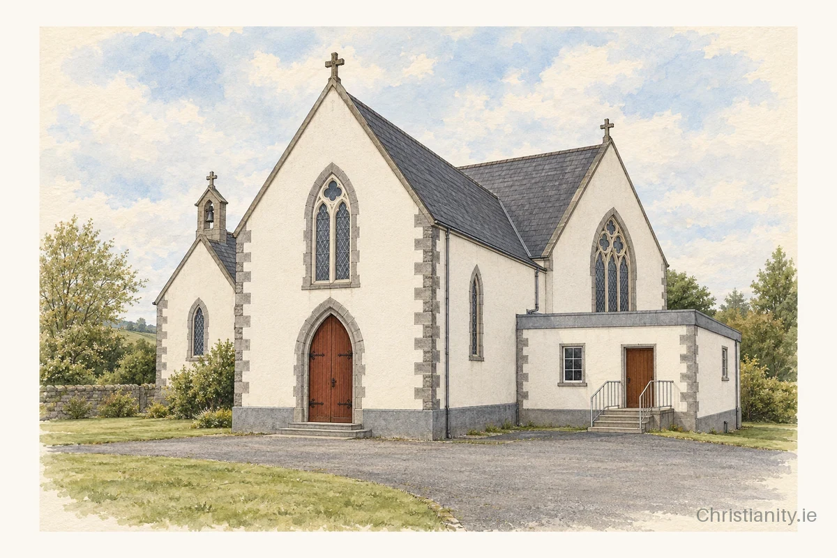 Watercolour and ink illustration of St Patrick’s, Upper Magheracloone