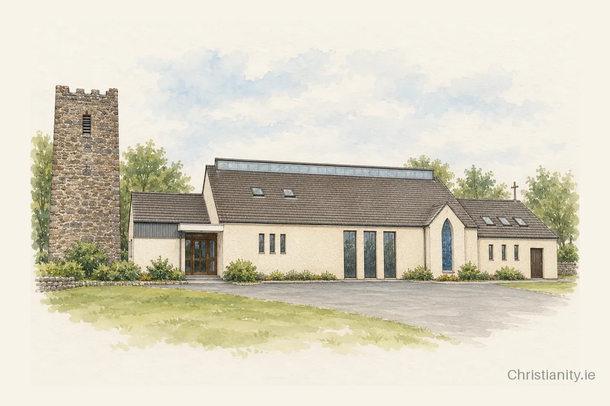 Watercolour and ink illustration of St. Patrick's, Whitechurch