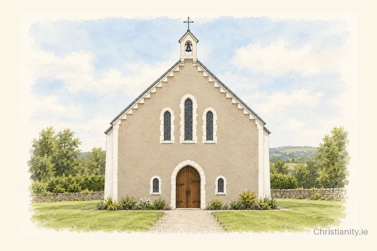 Watercolour and ink illustration of St. Peter & Paul, Dromina