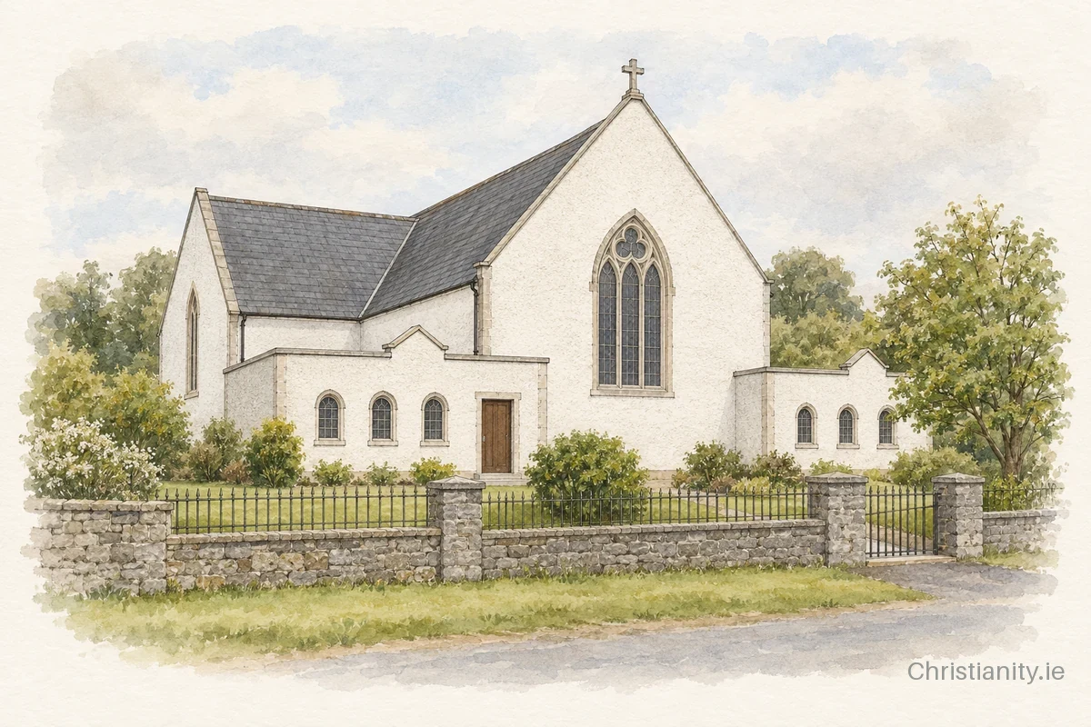 Watercolour and ink illustration of St Ronan’s Church