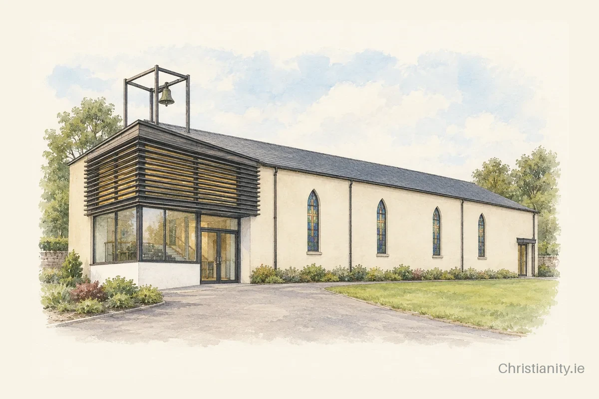 Watercolour and ink illustration of St Senan's
