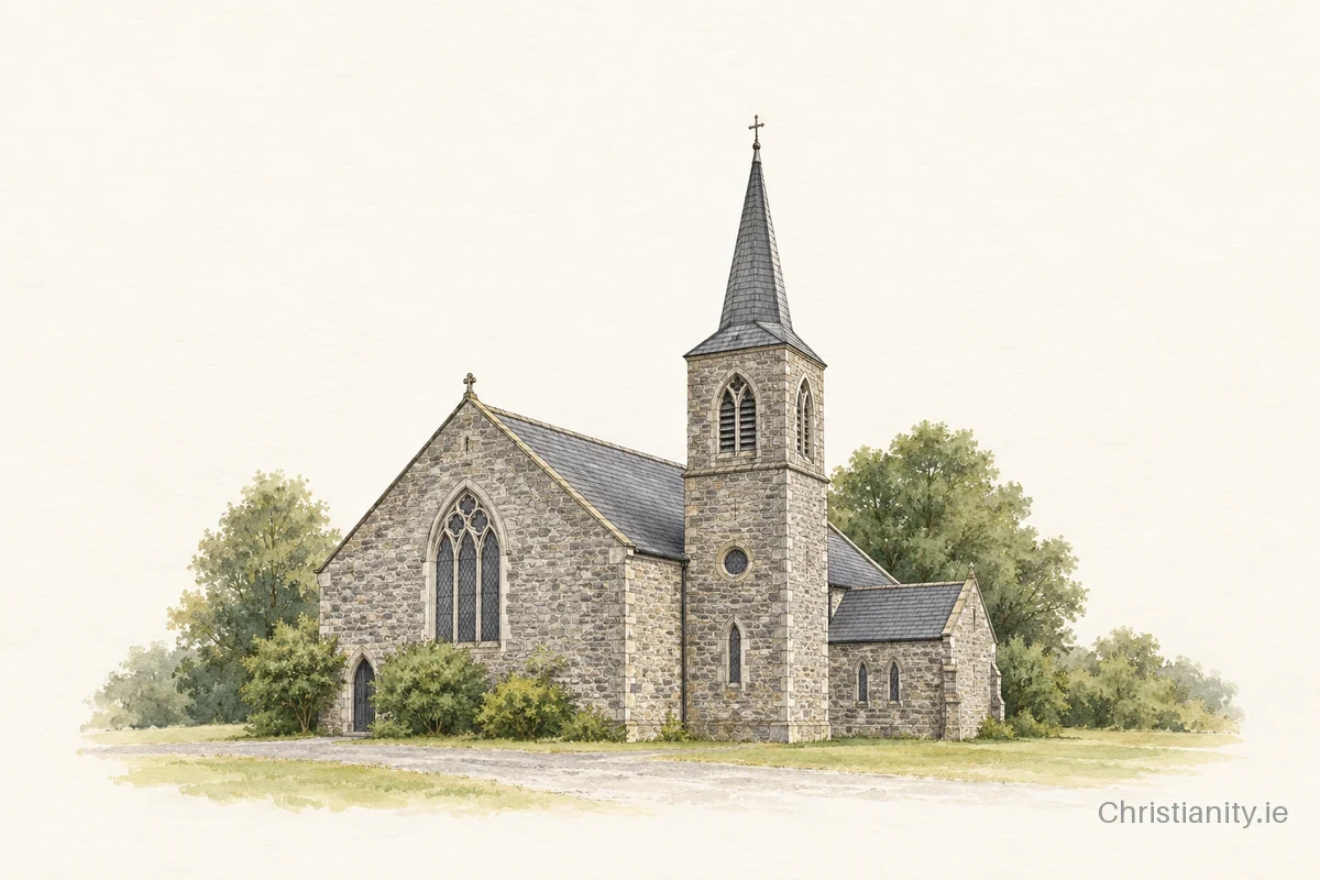 Watercolour and ink illustration of St Senan’s