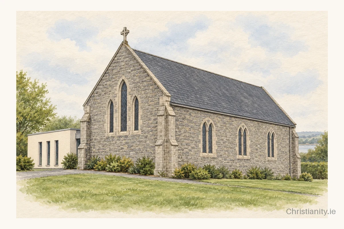 Watercolour and ink illustration of St Senan's, Foynes