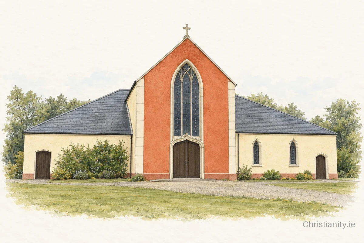 Watercolour and ink illustration of St. Senan’s, Kilkishen