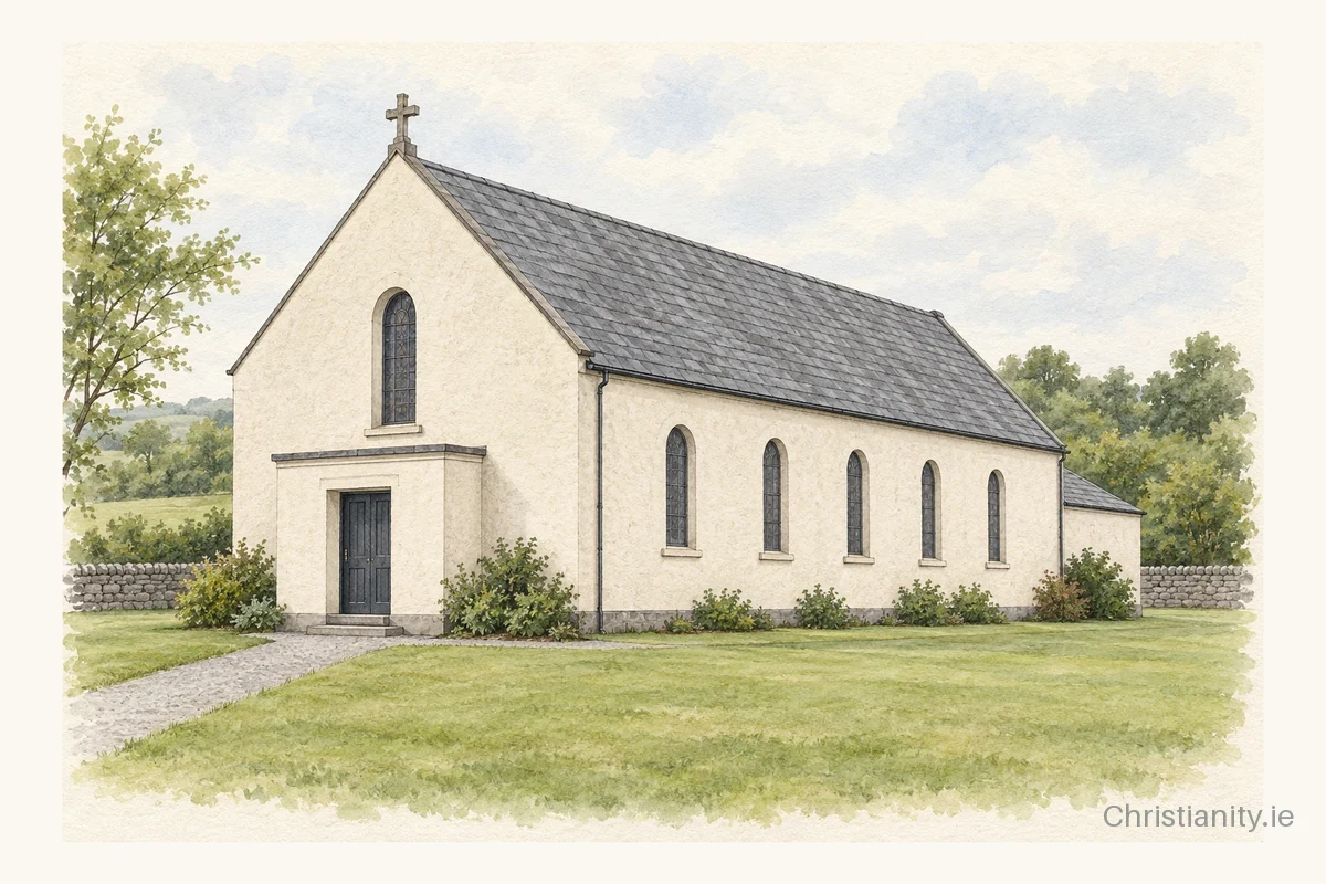 Watercolour and ink illustration of St Senan's, Robertstown