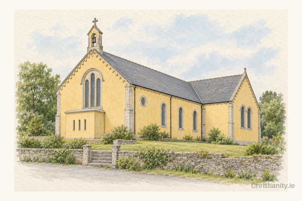 Watercolour and ink illustration of St Senan's, Shanagolden