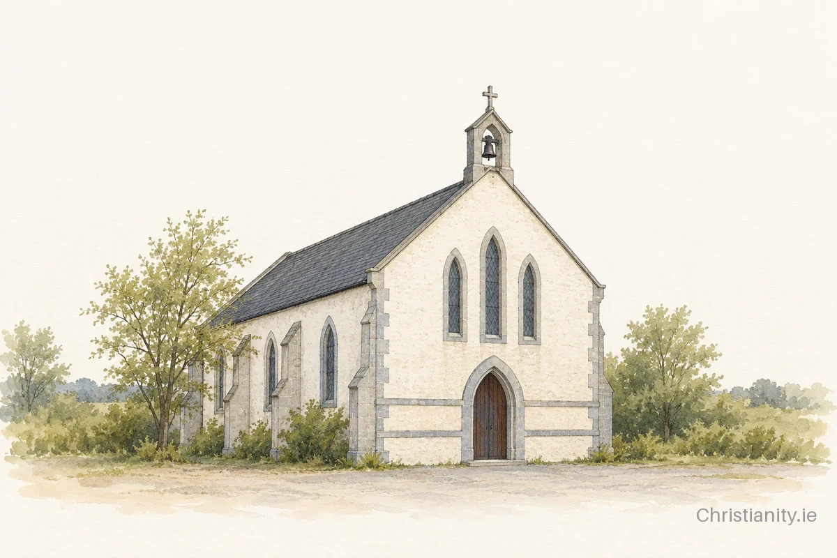 Watercolour and ink illustration of St. Stephen’s, Maghera