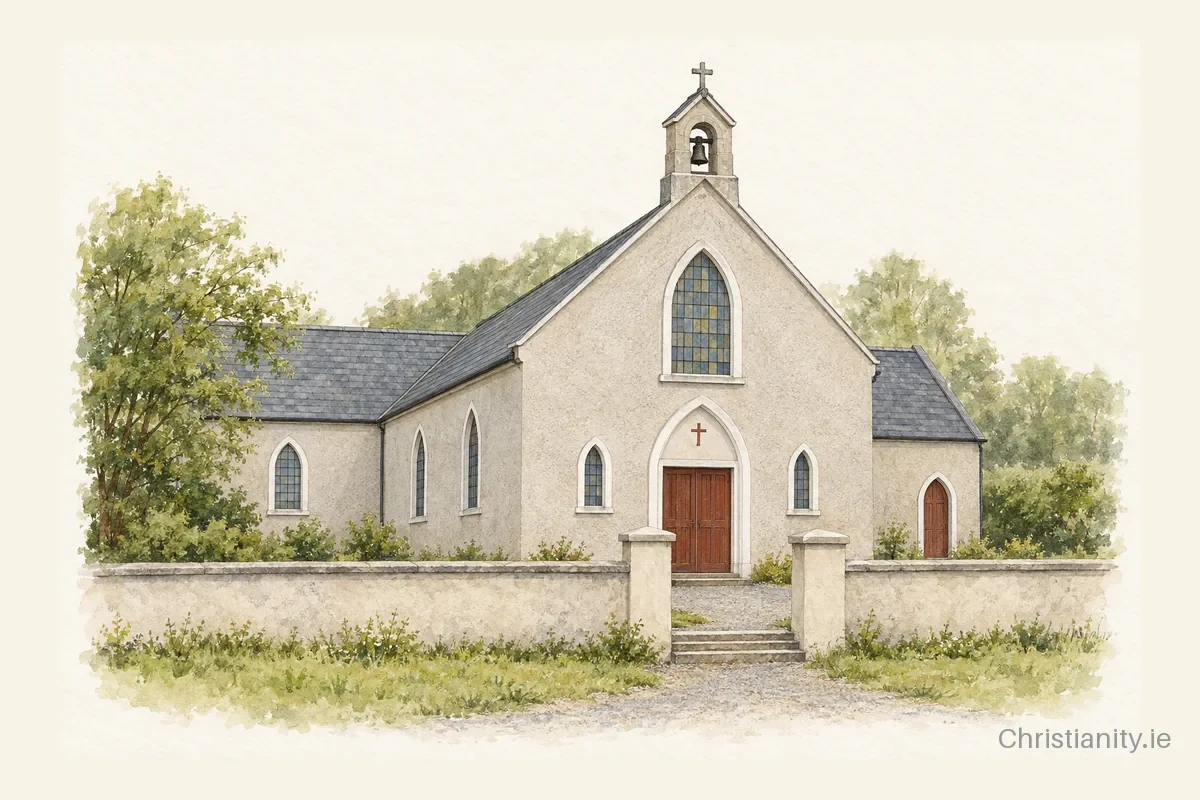 Watercolour and ink illustration of St Teresa’s Ballydonoghue