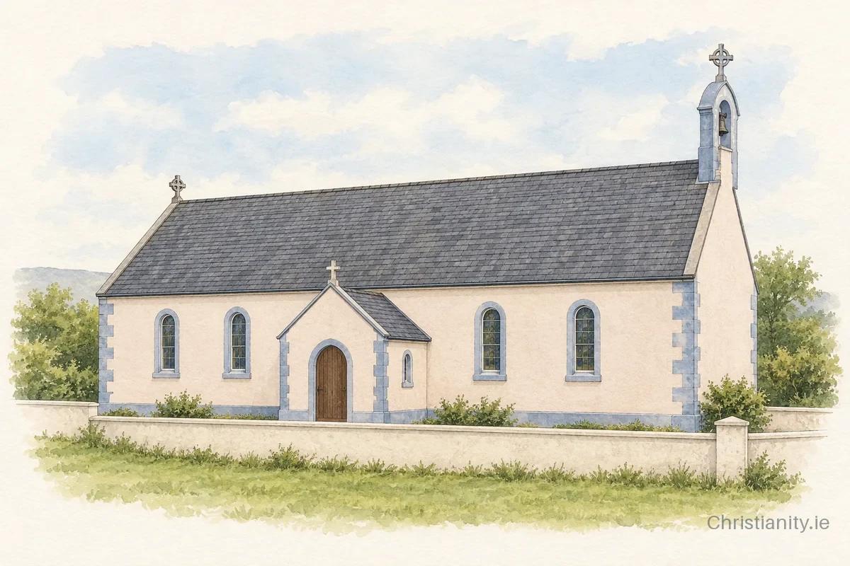 Watercolour and ink illustration of Star of the Sea Church