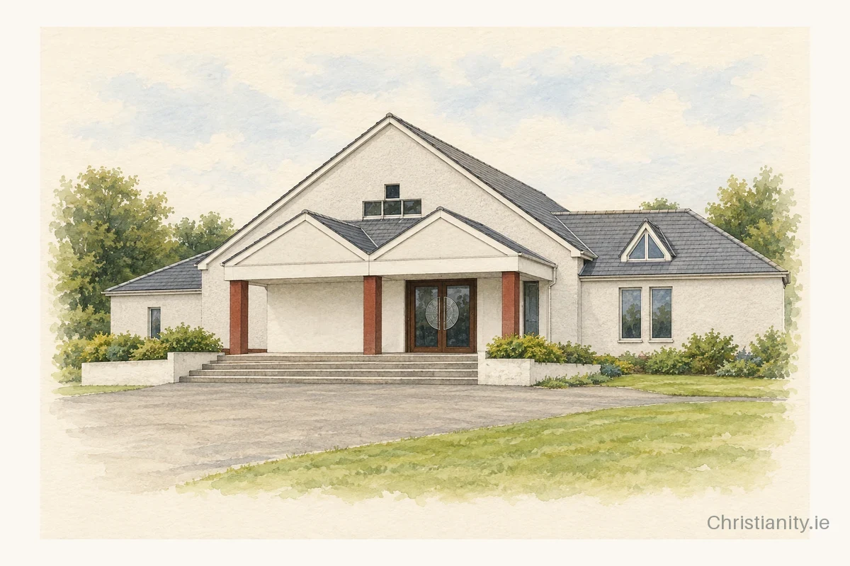Watercolour and ink illustration of Star of the Sea Church, Mornington