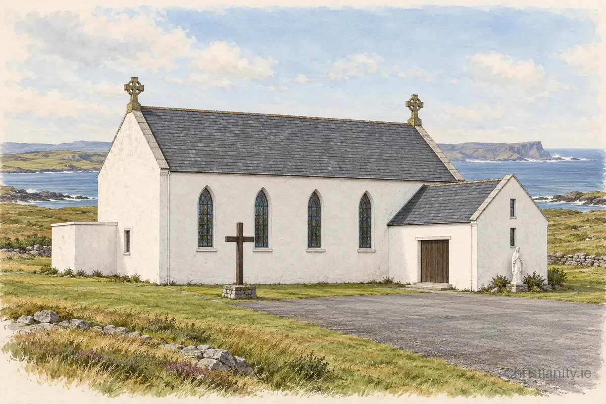 Watercolour and ink illustration of Star of the Sea, Malin Head