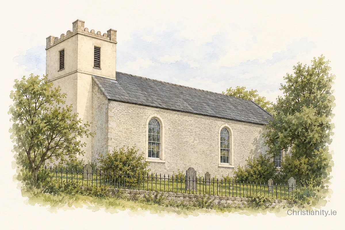 Watercolour and ink illustration of Stillorgan St Brigid