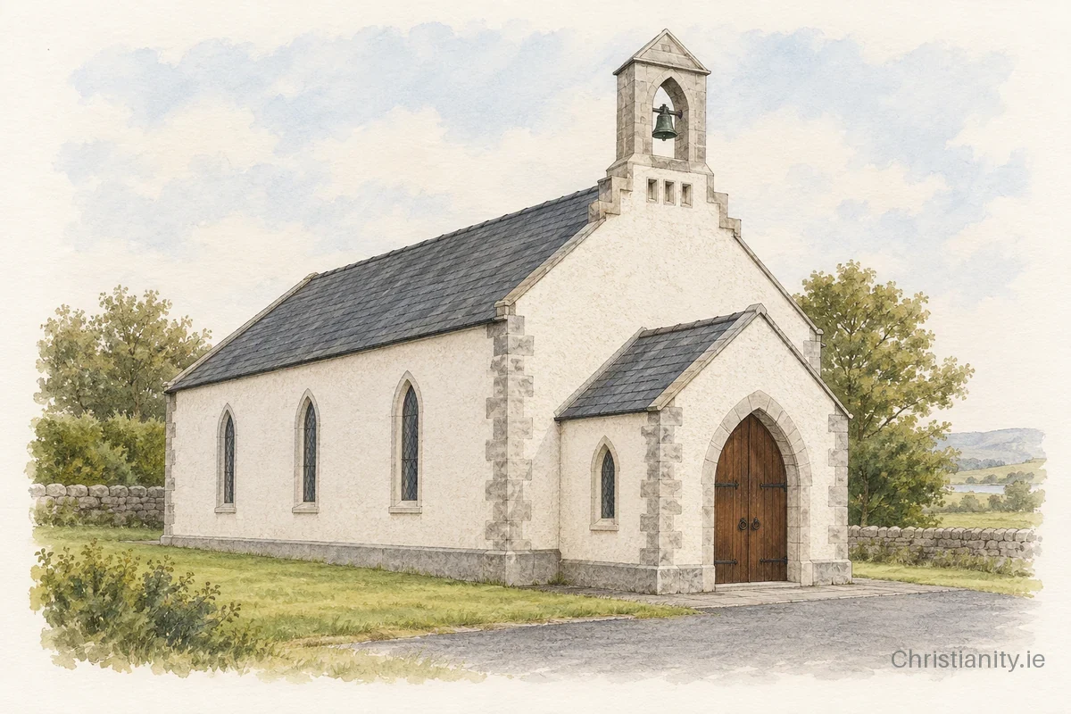 Watercolour and ink illustration of Stoneyford St John