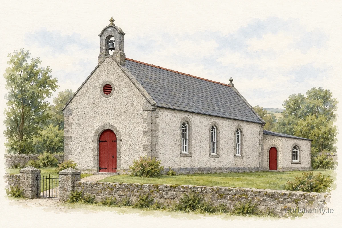 Watercolour and ink illustration of Stratford-On-Slaney St John Baptist