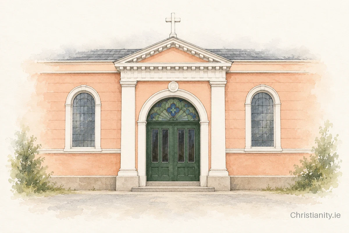 Watercolour and ink illustration of Sts. Columbanus and Gall