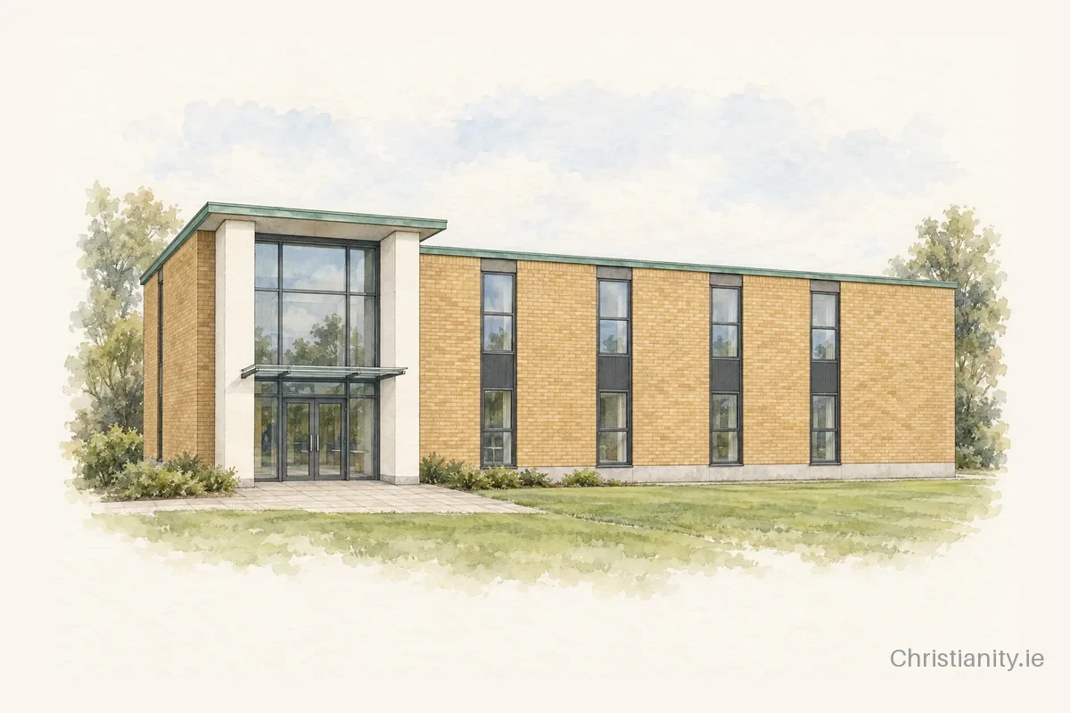Watercolour and ink illustration of Swords Baptist Church
