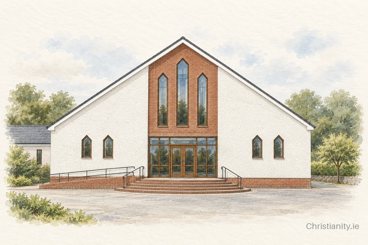 Watercolour and ink illustration of Tandragee Baptist Church