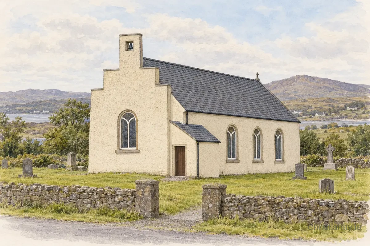 Watercolour and ink illustration of Templecrone St Crone (Dungloe)