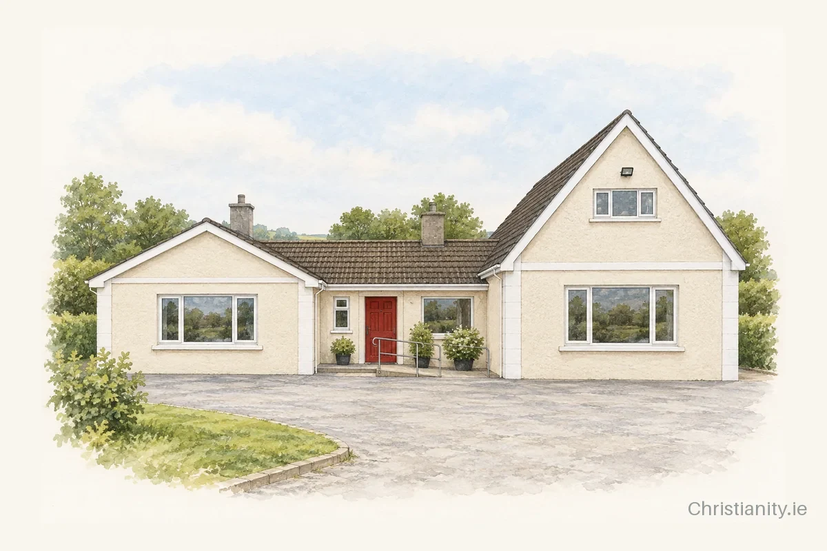 Watercolour and ink illustration of Thurles Baptist Church