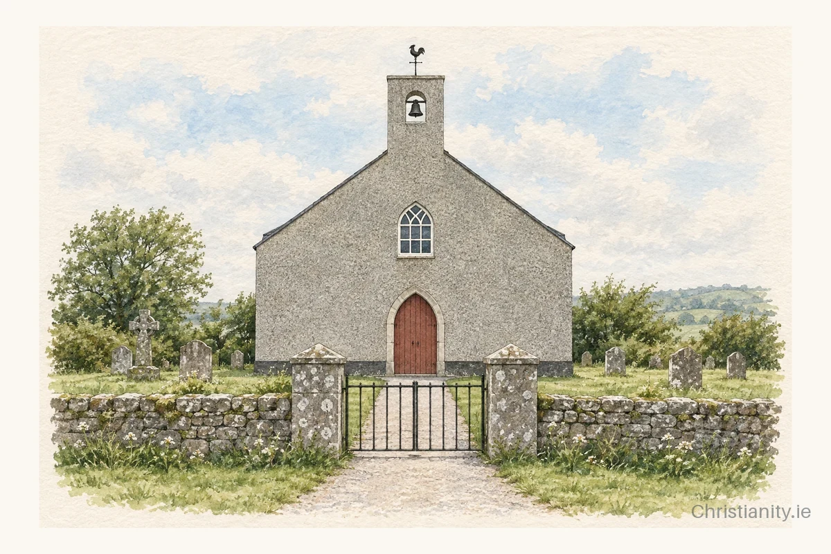 Watercolour and ink illustration of Timogue St Mogue