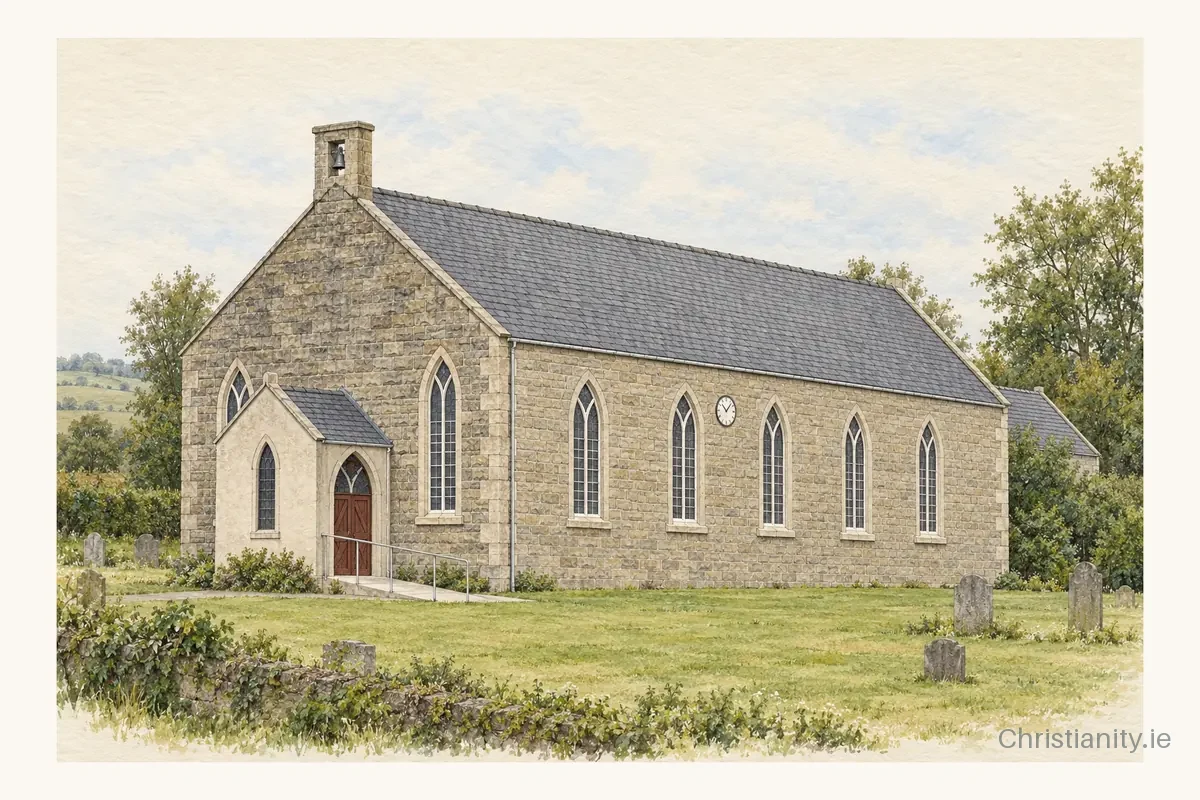 Watercolour and ink illustration of Upper Presbyterian Church