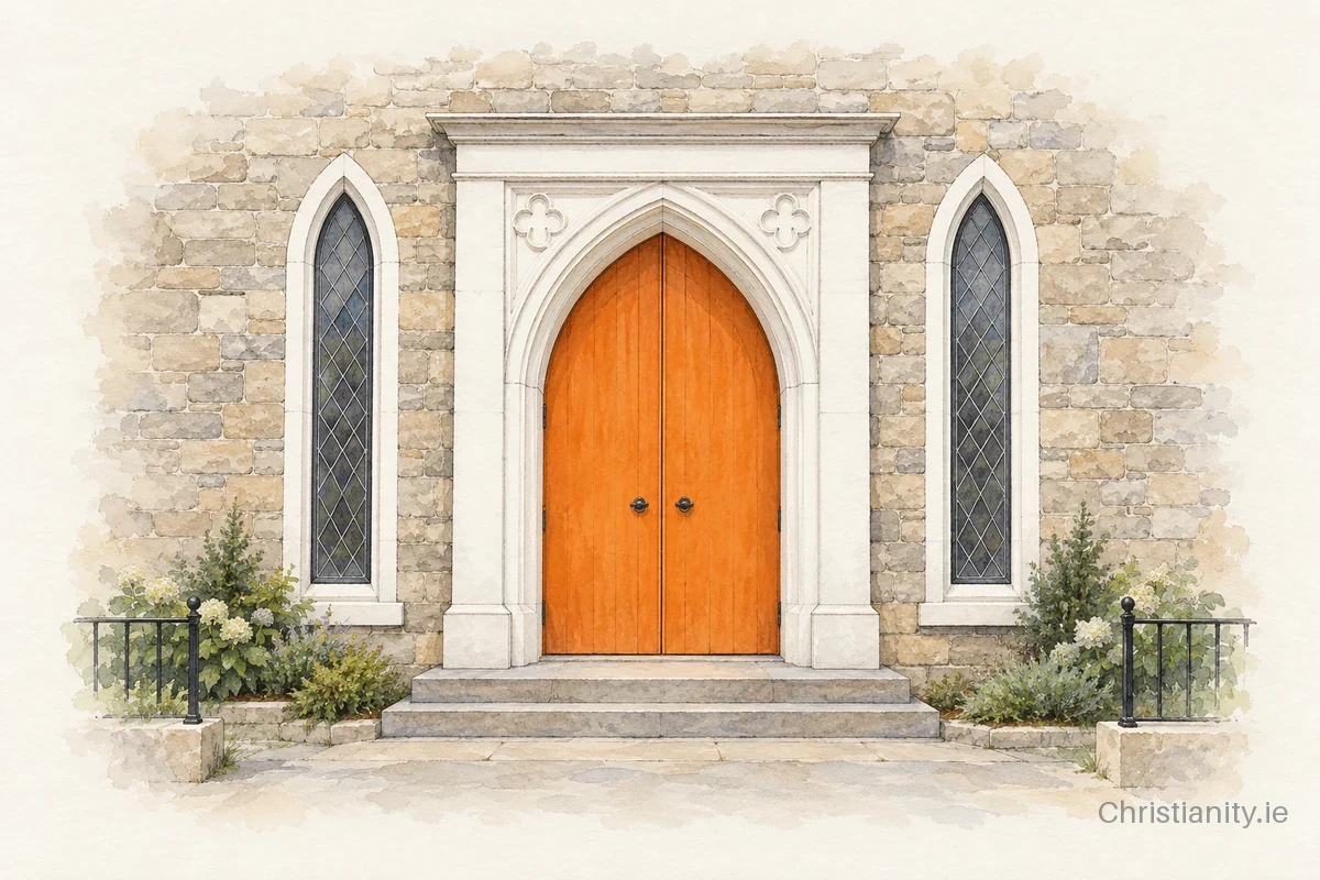 Watercolour and ink illustration of Urban Junction Methodist Church