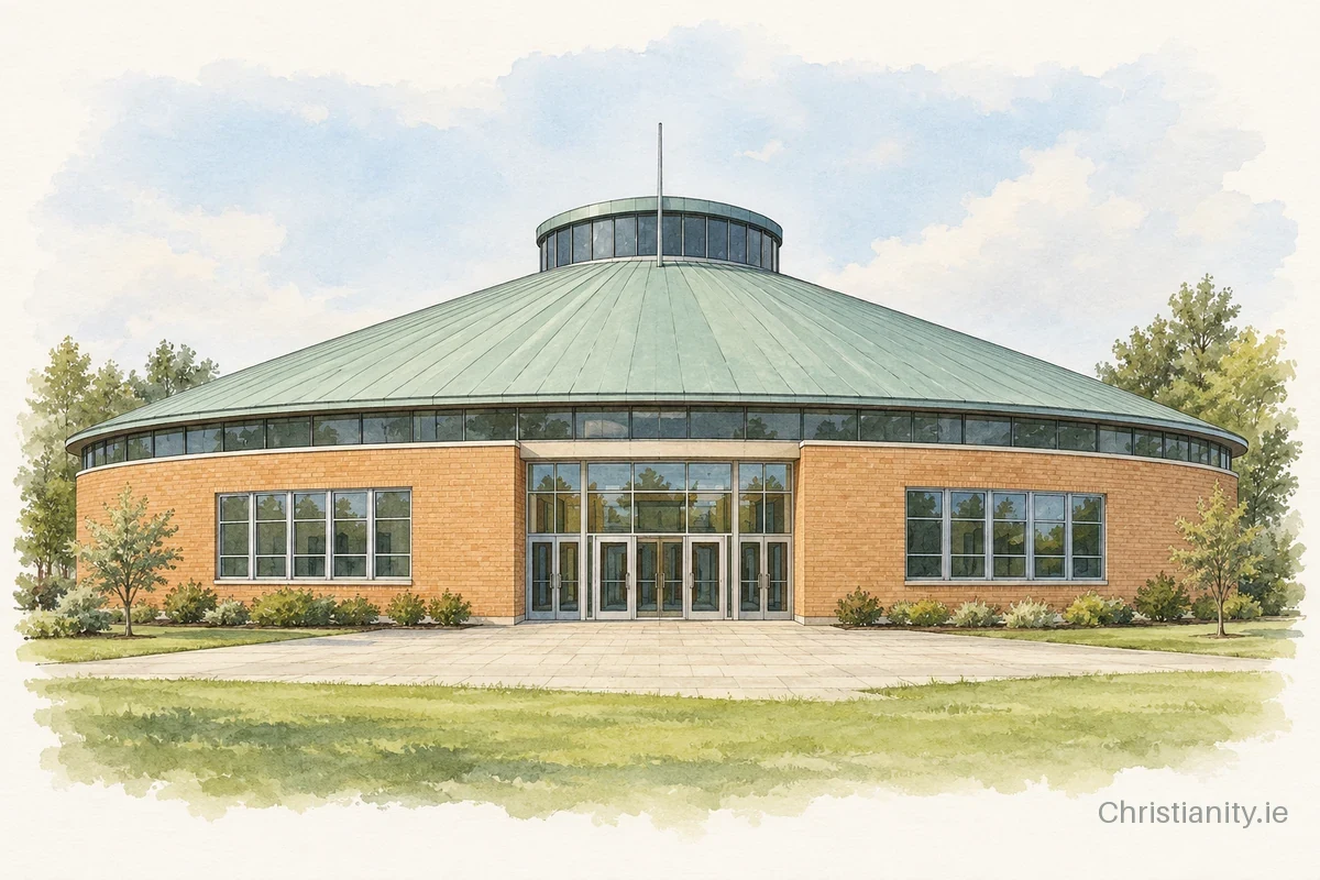 Watercolour and ink illustration of Wellington Presbyterian Church